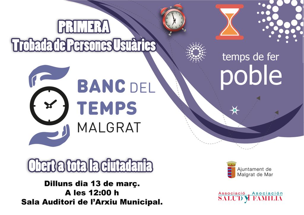 Primera trobada de persones usuàries del Banc del Temps, el proper dilluns
