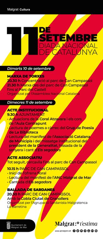 Música, poesia i sardanes per celebrar la Diada de l'11 de setembre a Malgrat de Mar