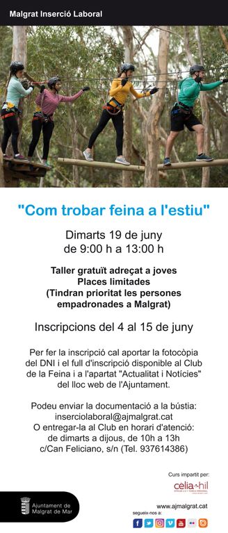 Inscripcions obertes per al taller adreçat als joves per ajudar-los a trobar feina a l'estiu