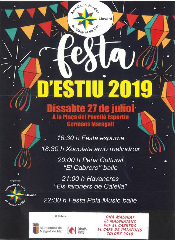 Festa a Malgrat Nord demà dissabte amb l'Associació de Veïns de Llevant