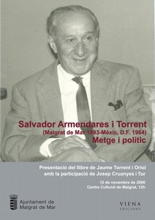 Presentació del llibre sobre Salvador Armendares i Torrent, el proper 12 de novembre         