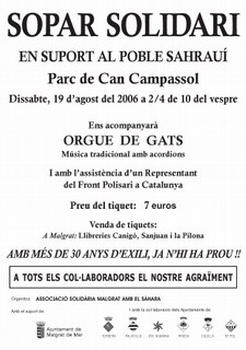 Sopar Solidari, aquest dissabte         