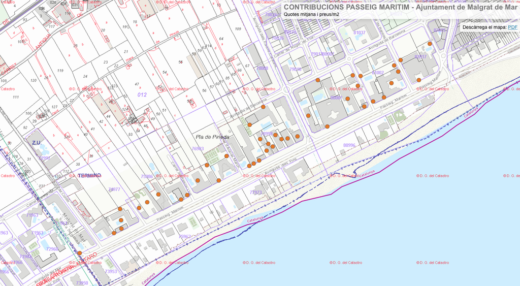 Els veïns del Passeig Marítim poden consultar en un mapa interactiu una aproximació de la quantitat que  hauran de pagar per les obres