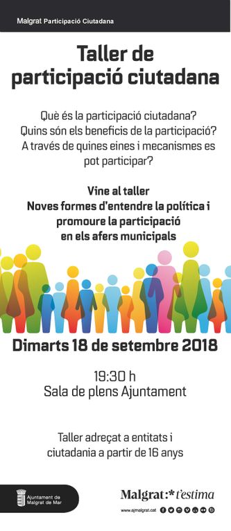 Taller de participació ciutadana, el pròxim dimarts