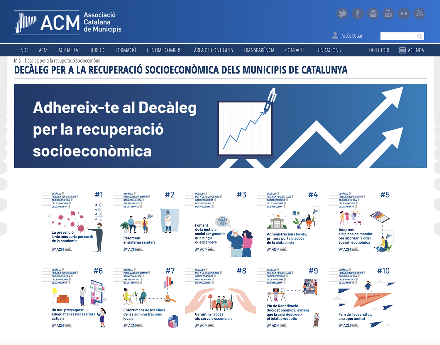 L'Ajuntament s'adhereix al decàleg per a la recuperació socioeconòmica dels municipis de Catalunya