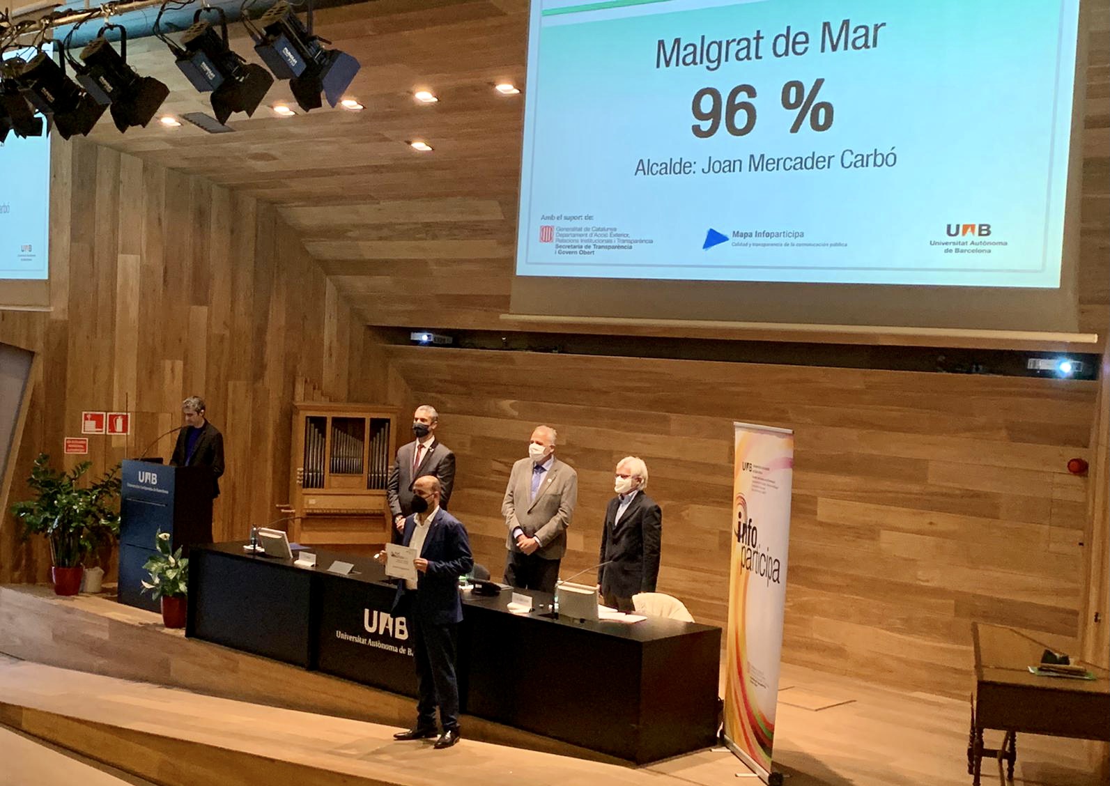La UAB atorga el segell Infoparticipa 2020 a l'Ajuntament per assolir un 96,15% de transparència a la web