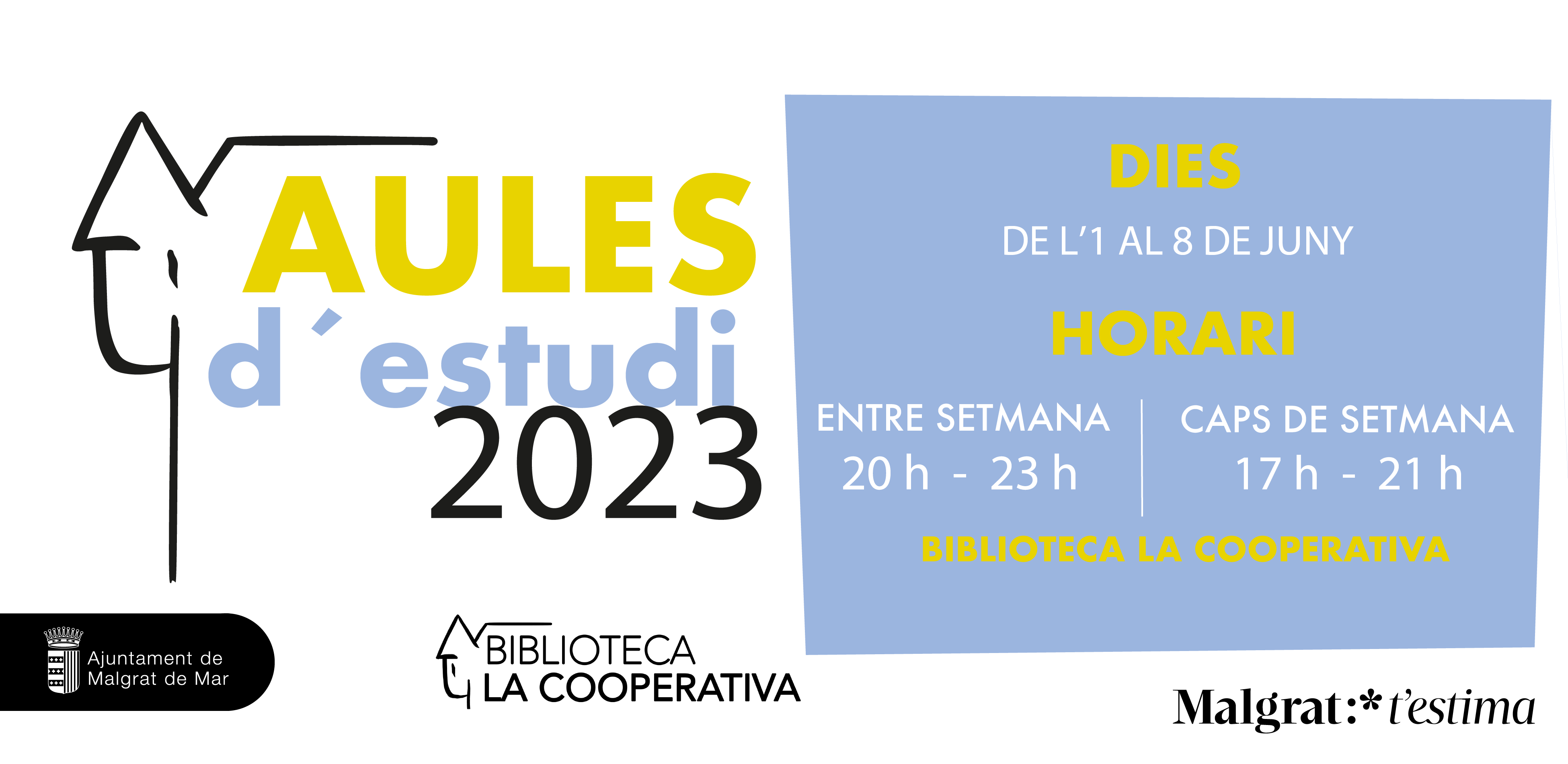 Les Aules d'Estudi obriran de l'1 al 8 de juny, coincidint amb el final de curs