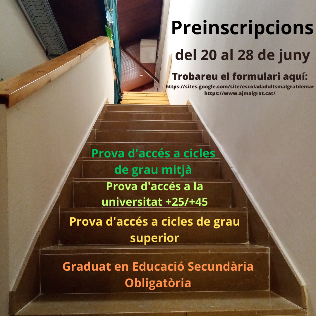 Preinscripcions per al pròxim curs del Centre de Formació d'Adults, del 20 al 28 de juny