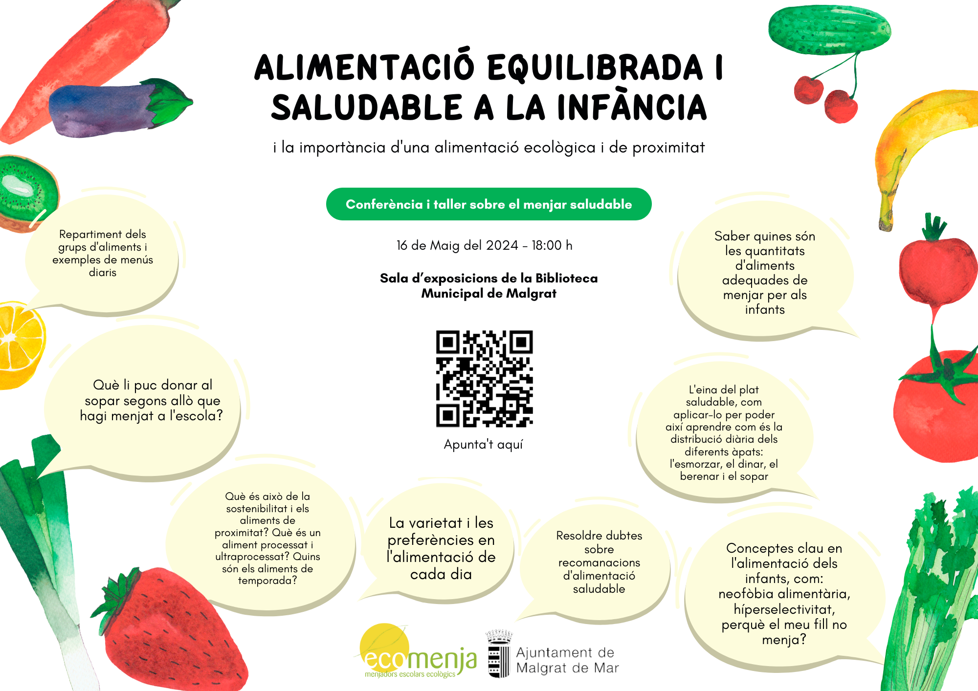 Xerrada sobre alimentació saludable a la infància, el 16 de maig a la Biblioteca